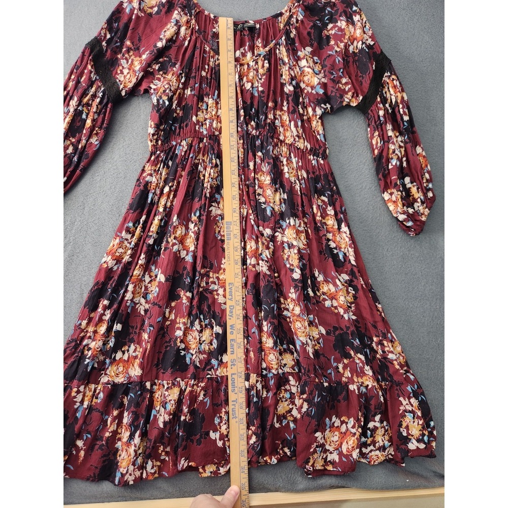 Lola P. Dress Womens Sz M Rayon Flowy Sleeves Boho Bohemian Peasant Cottage NWOT - Picture 6 of 11